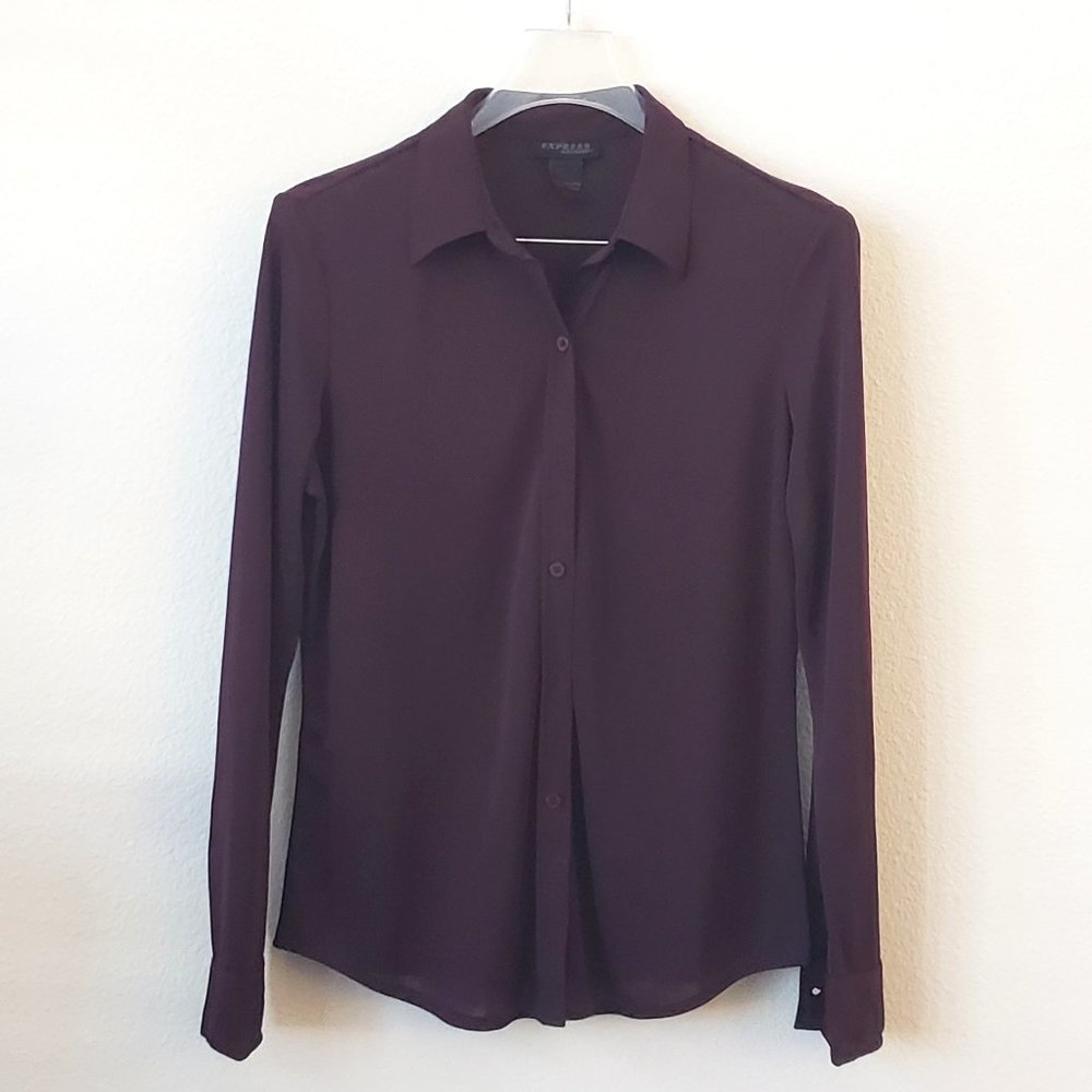 Express - slim fit Plum Portofino Shirt, Large